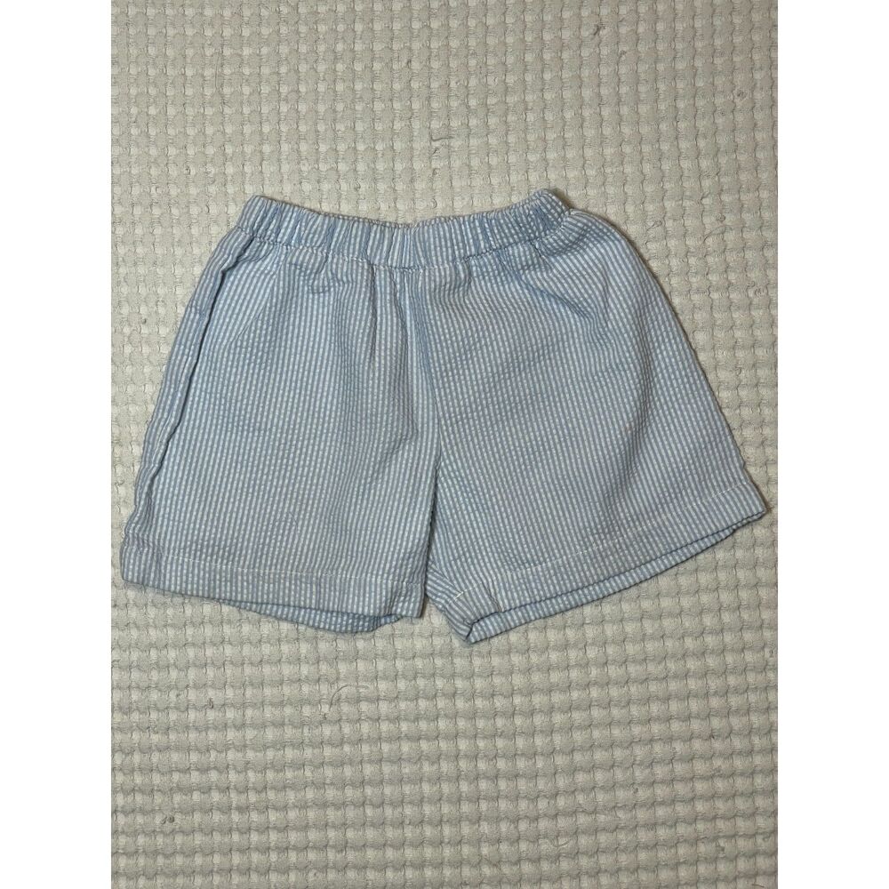 Beaufort Bonnet Company Boys Seersucker Shorts 4T Blue White Made in USA